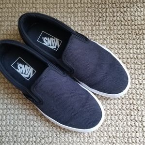 Rare Black Chevron Vans Slip-ons
